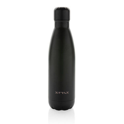 Eureka einwandige Wasserflasche aus RCS rec. Stainless-Steel schwarz bedrucken, Art.-Nr. P435.721