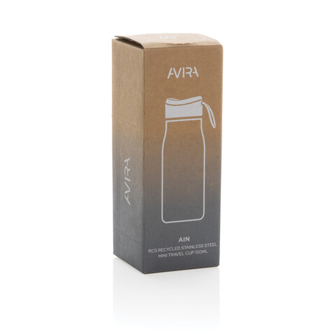 Avira Ain 150ml Reiseflasche aus RCS rec. Stainless-Steel silber bedrucken, Art.-Nr. P438.052