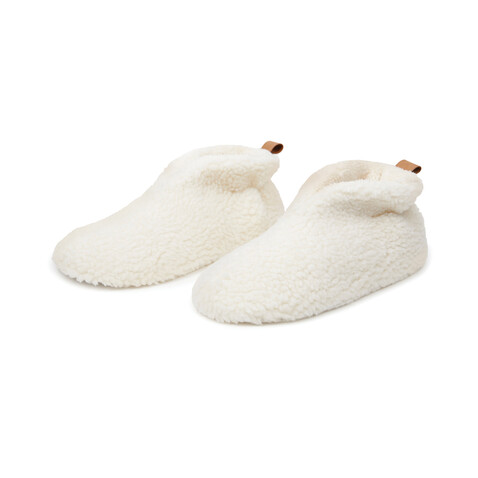 VINGA Santos kuschelige Hausschuhe aus RCS recyceltem PET off white bedrucken, Art.-Nr. V499201SM VINGA Santos kuschelige Hausschuhe aus RCS recyceltem PET off white bedrucken, Art.-Nr. V499201SM