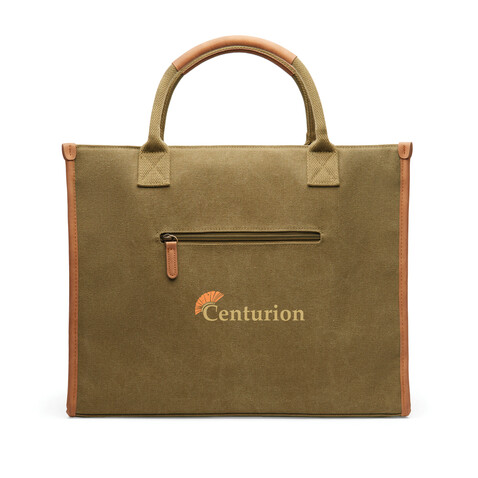 VINGA Bosler Büro-Tasche aus RCS recyceltem Canvas grün bedrucken, Art.-Nr. V762007