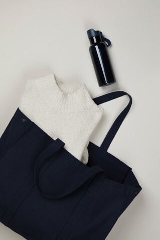 VINGA Hilo AWARE™ Maxi-Tasche aus recyceltem Canvas navy blau bedrucken, Art.-Nr. V762015