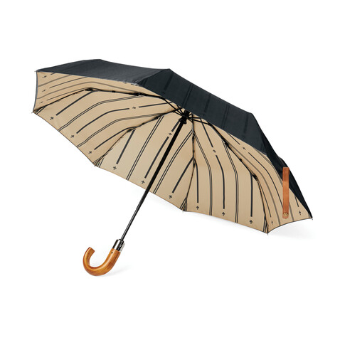 VINGA Bosler AWARE™ 21&quot; faltbarer Schirm aus recyceltem PET schwarz bedrucken, Art.-Nr. V850011