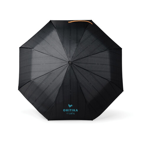VINGA Bosler AWARE™ 21&quot; faltbarer Schirm aus recyceltem PET schwarz bedrucken, Art.-Nr. V850011