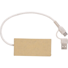 USB-Hub aus Aluminium und recyceltem Papier Paulo – Braun bedrucken, Art.-Nr. 011999999_976588