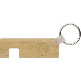 Bambus-Schlüsselanhänger mit Telefonhalterung – Braun bedrucken, Art.-Nr. 011999999_966246