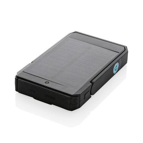 Skywave 5000mah Solar Powerbank, 10W Wireless aus rPlastik schwarz bedrucken, Art.-Nr. P322.361