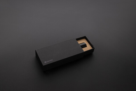 Gear X Taschenlampe aus RCS recycelt. Aluminium mit USB-Akku schwarz bedrucken, Art.-Nr. P513.901
