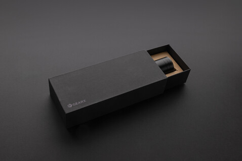 Heavy-Duty USB-Taschenlampe aus RCS recyceltem Aluminium schwarz bedrucken, Art.-Nr. P513.931