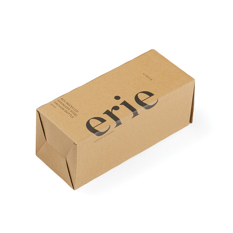 VINGA Erie 450ml Vakuumflasche aus RCS recyceltem Stahl schwarz bedrucken, Art.-Nr. V430011