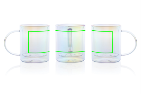Doppelwandiger Deluxe-Becher aus galvanisiertem Glas transparent bedrucken, Art.-Nr. P433.110